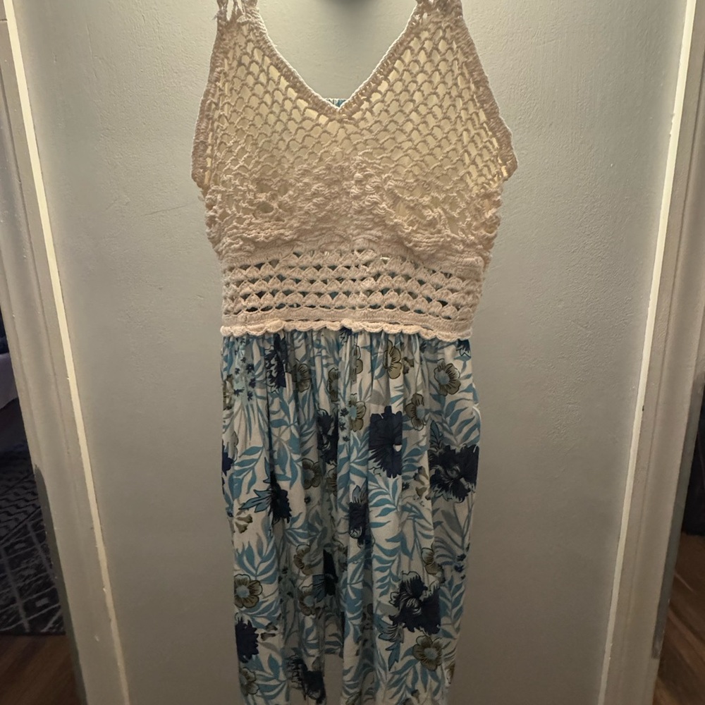 Crochet Top Floral Dress XL